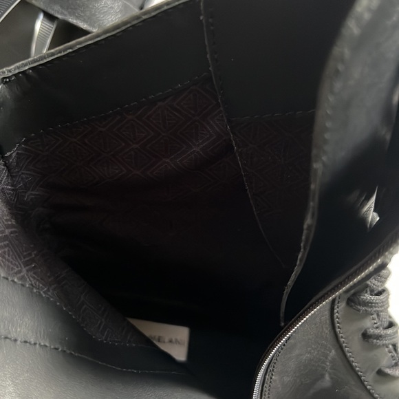 Antonio Melani Black Dylan Buckle Leather Lug Sole Combat Booties. - Picture 9 of 15